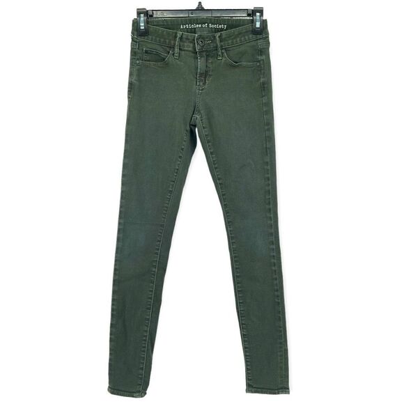 Articles of Society Sarah Linden Women’s Dark Green Skinny Denim Jeans Size 24 - Picture 2 of 16